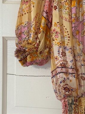 Rachel Zoe Pink and Yellow Floral V-Neck Blouse